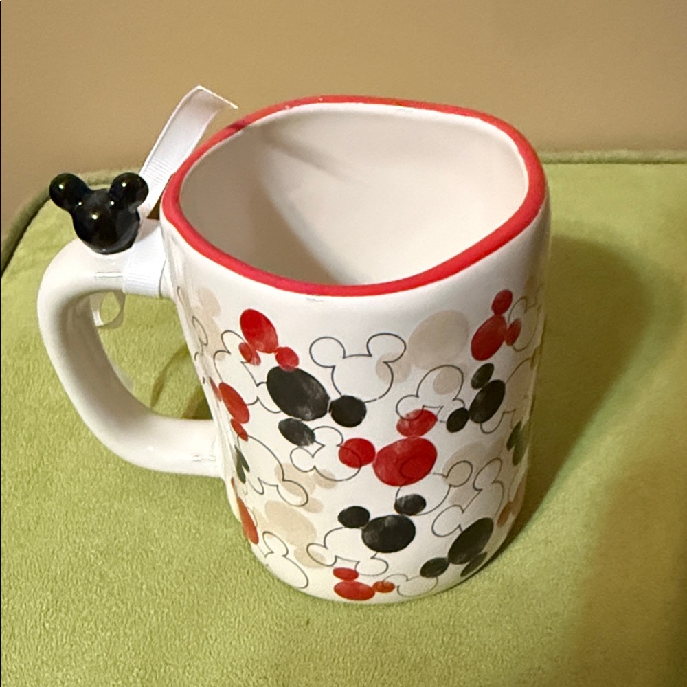 Rae Dunn Disney Mickey Print Double Sided Mug With A Mickey Head On The Handle - Picture 3 of 7